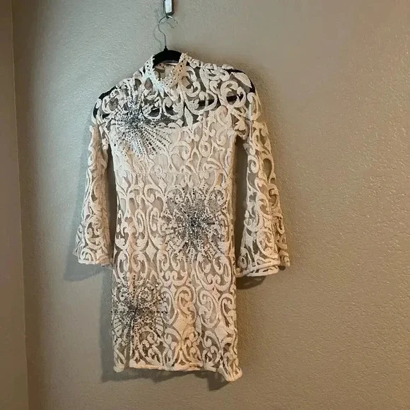 Free People Cream Lace Mini Dress - Picture 4 of 10